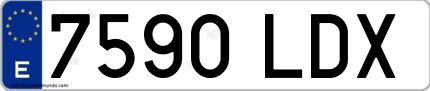 Ejemplo de matrícula española 7590 LDX