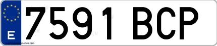 Ejemplo de matrícula española 7591 BCP