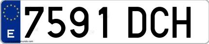 Ejemplo de matrícula española 7591 DCH