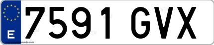 Ejemplo de matrícula española 7591 GVX