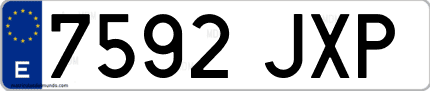 Ejemplo de matrícula de coche ordinaria 7592 JXP