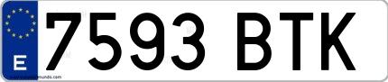 Ejemplo de matrícula española 7593 BTK