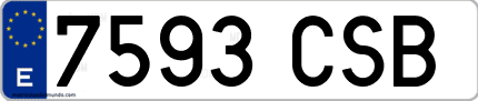 Ejemplo de matrícula de coche ordinaria 7593 CSB