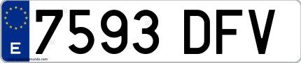 Ejemplo de matrícula española 7593 DFV
