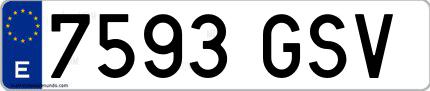 Ejemplo de matrícula española 7593 GSV