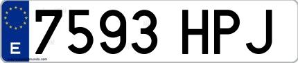 Ejemplo de matrícula española 7593 HPJ