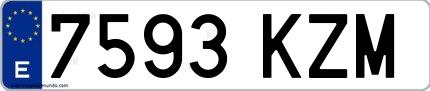 Ejemplo de matrícula española 7593 KZM