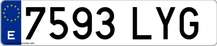 Ejemplo de matrícula de coche ordinaria 7593 LYG