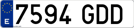Ejemplo de matrícula de coche ordinaria 7594 GDD
