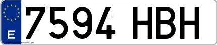 Ejemplo de matrícula española 7594 HBH