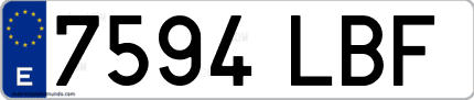 Ejemplo de matrícula de coche ordinaria 7594 LBF