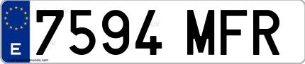 Ejemplo de matrícula española 7594 MFR