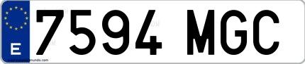 Ejemplo de matrícula española 7594 MGC