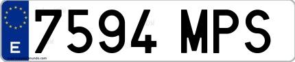 Ejemplo de matrícula española 7594 MPS