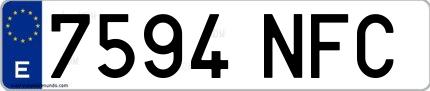 Ejemplo de matrícula española 7594 NFC