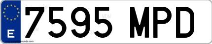 Ejemplo de matrícula española 7595 MPD