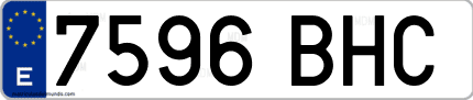 Ejemplo de matrícula de coche ordinaria 7596 BHC