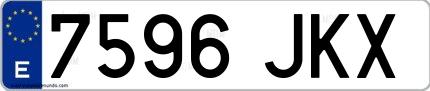 Ejemplo de matrícula española 7596 JKX