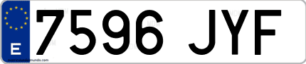 Ejemplo de matrícula de coche ordinaria 7596 JYF