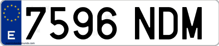 Ejemplo de matrícula de coche ordinaria 7596 NDM