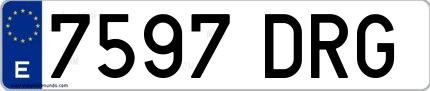 Ejemplo de matrícula española 7597 DRG