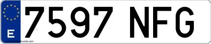 Ejemplo de matrícula española 7597 NFG