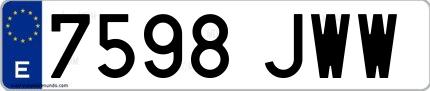 Ejemplo de matrícula española 7598 JWW
