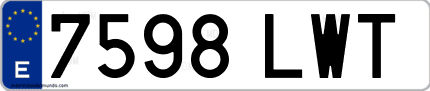 Ejemplo de matrícula de coche ordinaria 7598 LWT