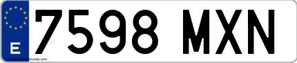 Ejemplo de matrícula española 7598 MXN