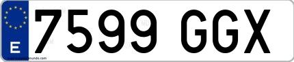 Ejemplo de matrícula española 7599 GGX