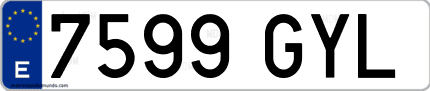 Ejemplo de matrícula de coche ordinaria 7599 GYL