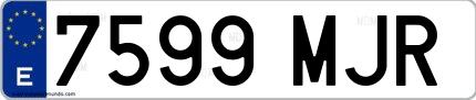 Ejemplo de matrícula española 7599 MJR