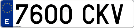Ejemplo de matrícula de coche ordinaria 7600 CKV