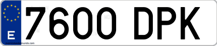 Ejemplo de matrícula de coche ordinaria 7600 DPK