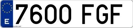 Ejemplo de matrícula española 7600 FGF