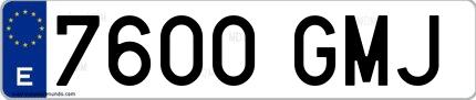 Ejemplo de matrícula española 7600 GMJ