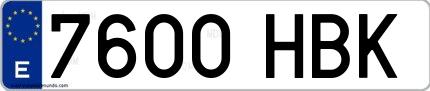 Ejemplo de matrícula española 7600 HBK