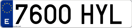 Ejemplo de matrícula de coche ordinaria 7600 HYL