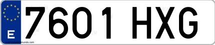 Ejemplo de matrícula española 7601 HXG