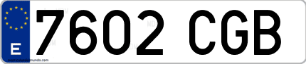Ejemplo de matrícula de coche ordinaria 7602 CGB