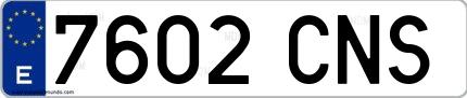 Ejemplo de matrícula española 7602 CNS