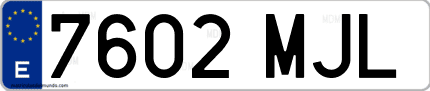 Ejemplo de matrícula de coche ordinaria 7602 MJL