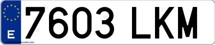 Ejemplo de matrícula española 7603 LKM