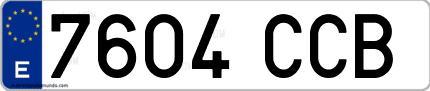 Ejemplo de matrícula de coche ordinaria 7604 CCB