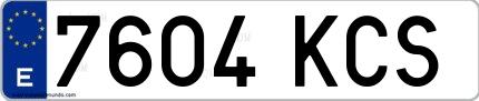 Ejemplo de matrícula española 7604 KCS