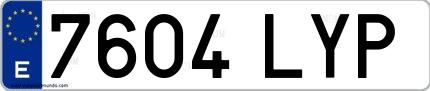 Ejemplo de matrícula española 7604 LYP