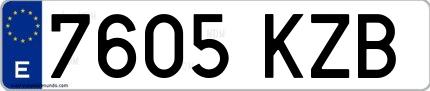 Ejemplo de matrícula española 7605 KZB