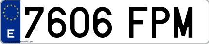 Ejemplo de matrícula española 7606 FPM