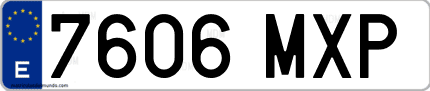Ejemplo de matrícula de coche ordinaria 7606 MXP