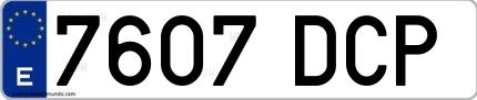Ejemplo de matrícula española 7607 DCP